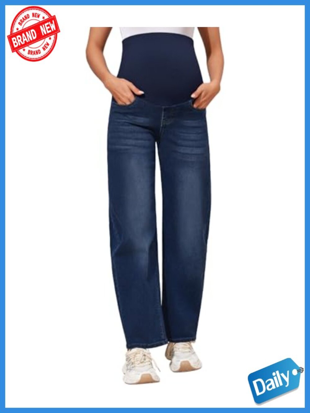 Maternity Wide Leg Barrel Jeans Over Belly Denim Pants